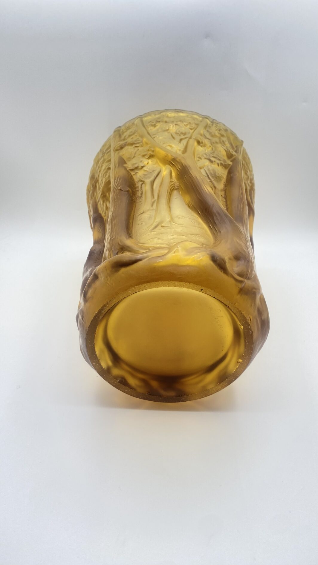 “LALIQUE FRANCE”. STRAORDINARIO VASO VINTAGE IN CRISTALLO COLOR AMBRA, CON RAFFIGURAZIONE IN RILIEVO DI UN BOSCO. - immagine 15
