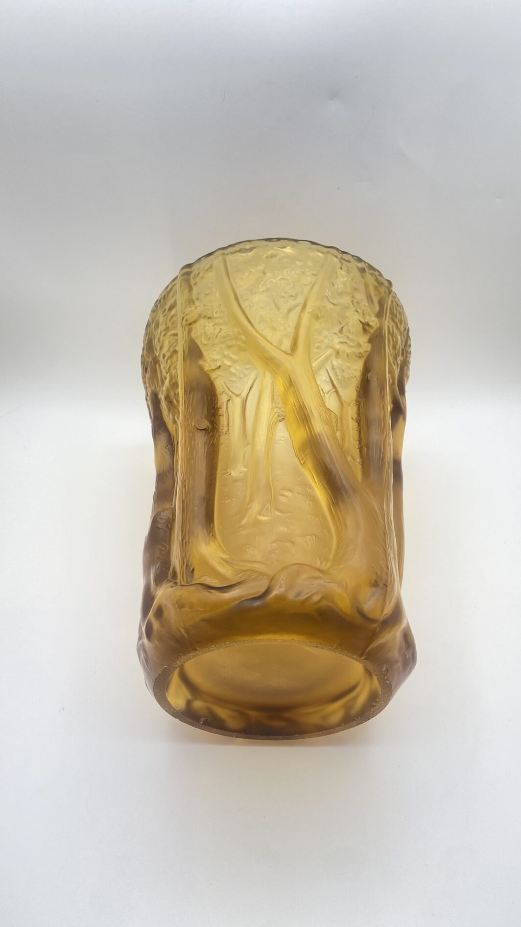 “LALIQUE FRANCE”. STRAORDINARIO VASO VINTAGE IN CRISTALLO COLOR AMBRA, CON RAFFIGURAZIONE IN RILIEVO DI UN BOSCO. - immagine 14