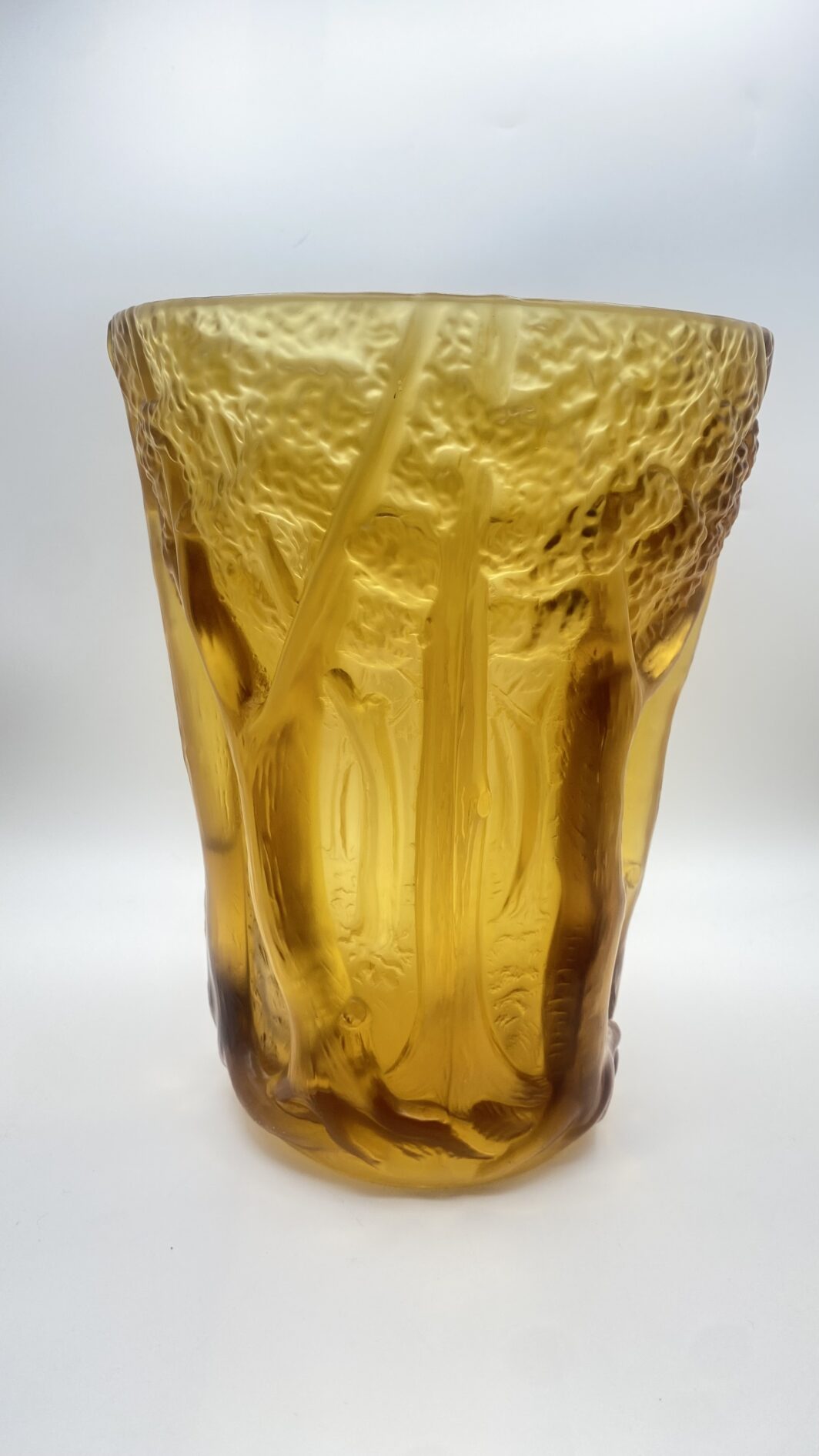 “LALIQUE FRANCE”. STRAORDINARIO VASO VINTAGE IN CRISTALLO COLOR AMBRA, CON RAFFIGURAZIONE IN RILIEVO DI UN BOSCO. - immagine 18