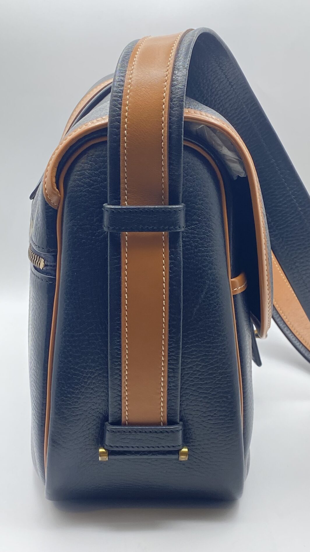HERMÈS VINTAGE. BORSA “NOUMEA” BLU NAVY E NOCCIOLA. FRANCIA, 1985. - immagine 11