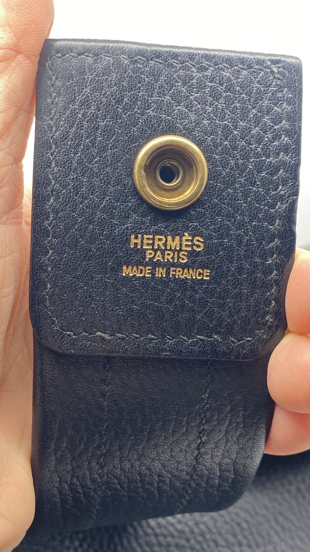 HERMÈS VINTAGE. BORSA “NOUMEA” BLU NAVY E NOCCIOLA. FRANCIA, 1985. - immagine 23