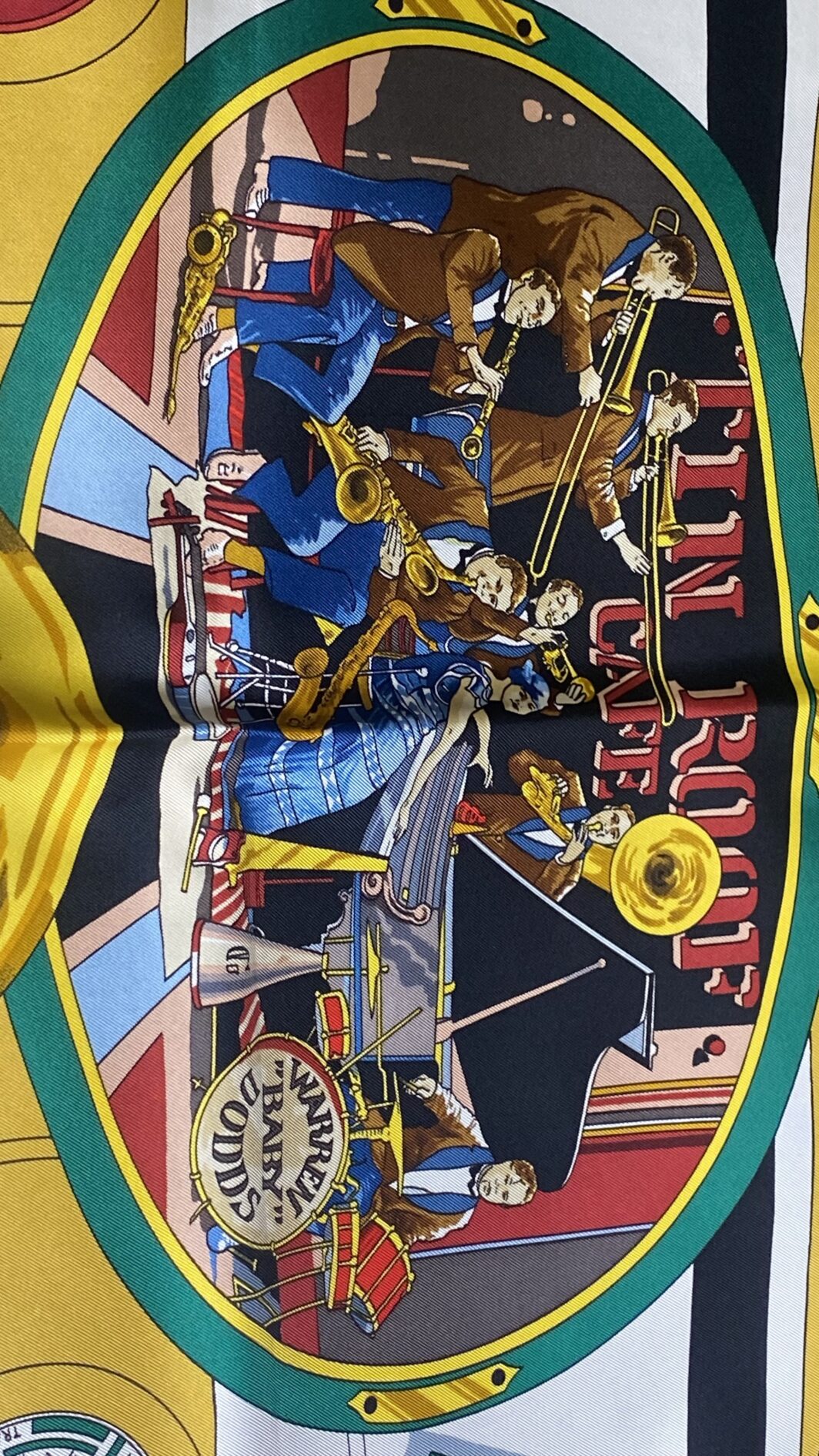 HERMÈS CARRÉ 90 VINTAGE “NEW ORLEANS CREOLE JAZZ”  BY LOÏC DUBIGEON, ANNO 1996  L’ENERGIA DEL JAZZ IN TWILL DI SETA PURA. - immagine 10