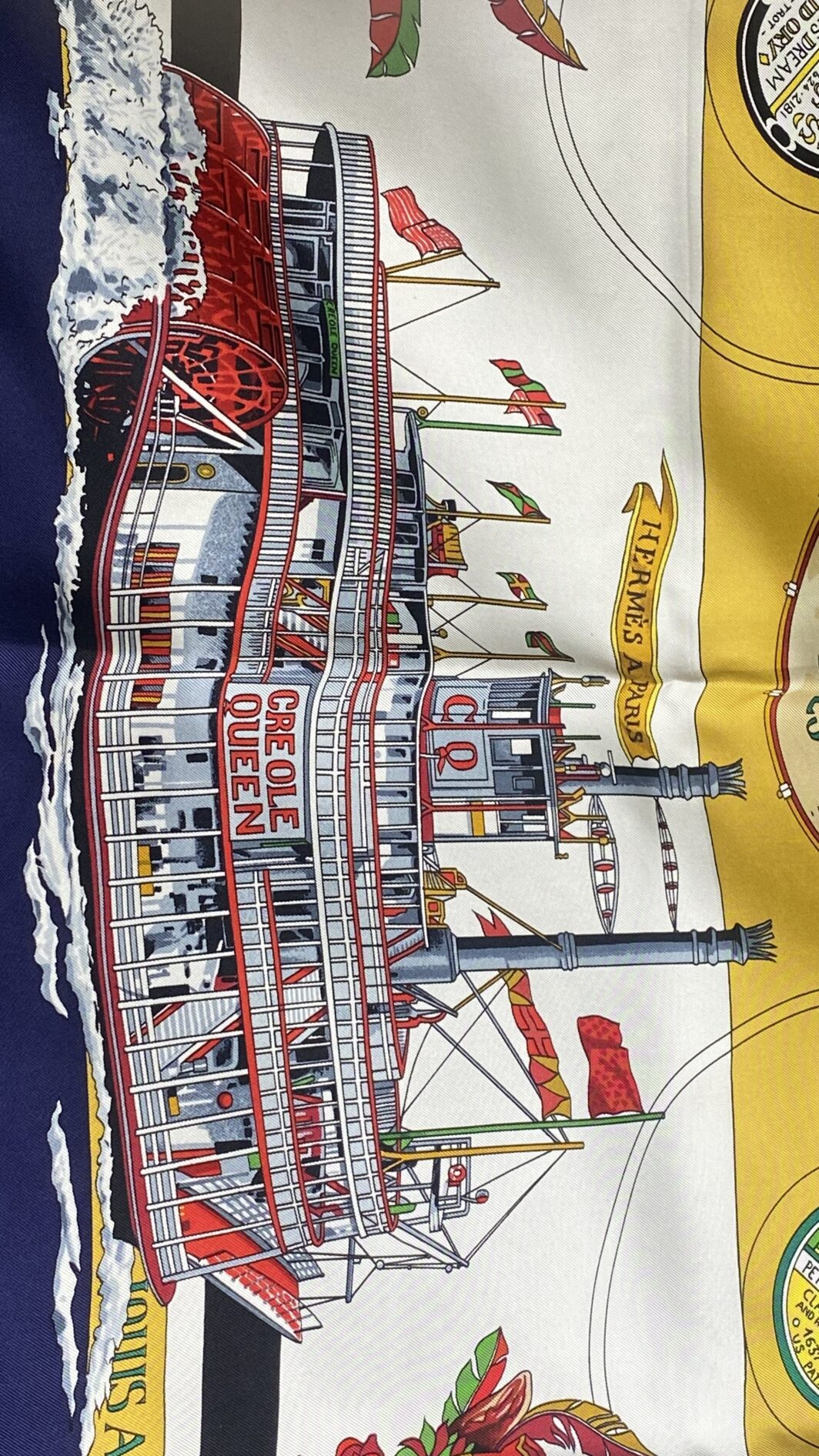 HERMÈS CARRÉ 90 VINTAGE “NEW ORLEANS CREOLE JAZZ”  BY LOÏC DUBIGEON, ANNO 1996  L’ENERGIA DEL JAZZ IN TWILL DI SETA PURA. - immagine 15