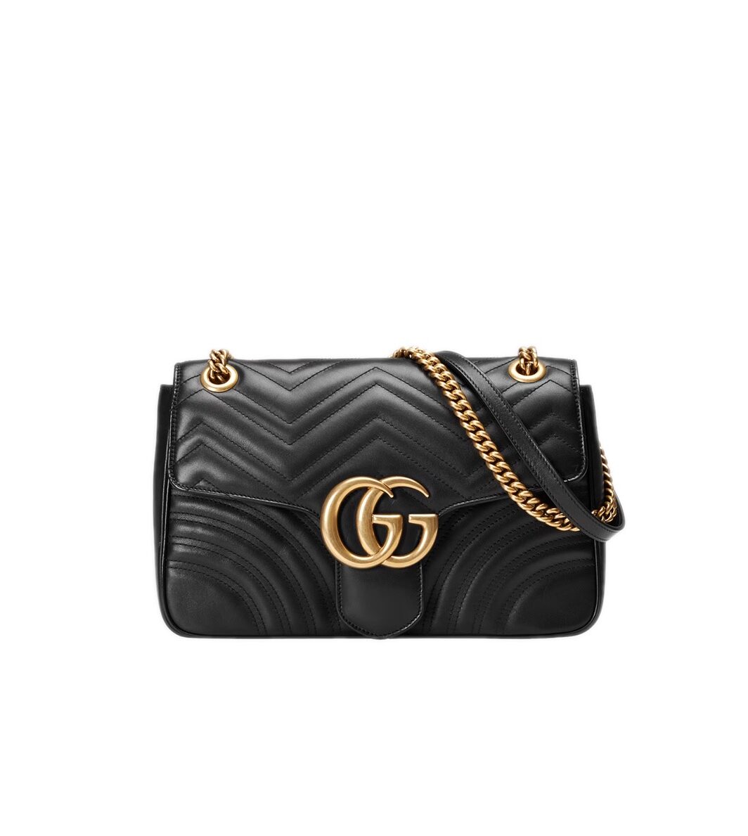 ICONICA BORSA GG MARMONT CHAIN FLAP BY GUCCI, IN PELLE MISURA GRANDE.