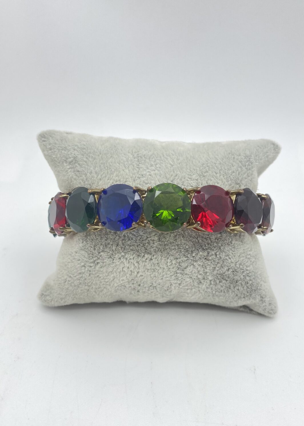 BRACCIALE VINTAGE ANNI ‘50 – ESPLOSIONE DI COLORE IN CRISTALLI POLICROMI E METALLO GOLDTONE