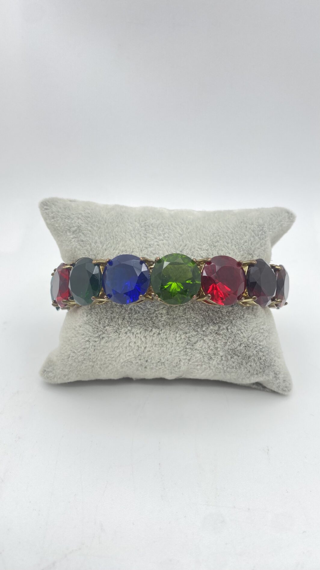 BRACCIALE VINTAGE ANNI ‘50 – ESPLOSIONE DI COLORE IN CRISTALLI POLICROMI E METALLO GOLDTONE