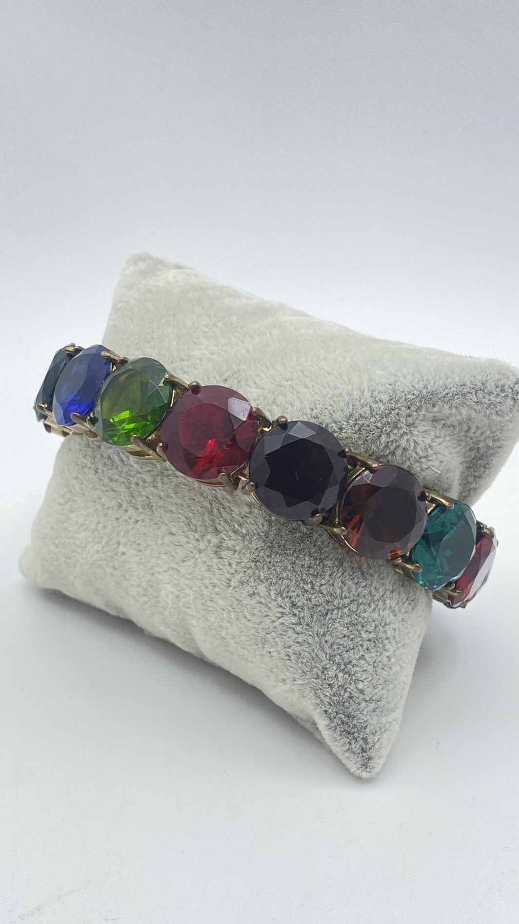 BRACCIALE VINTAGE ANNI ‘50 – ESPLOSIONE DI COLORE IN CRISTALLI POLICROMI E METALLO GOLDTONE - immagine 3