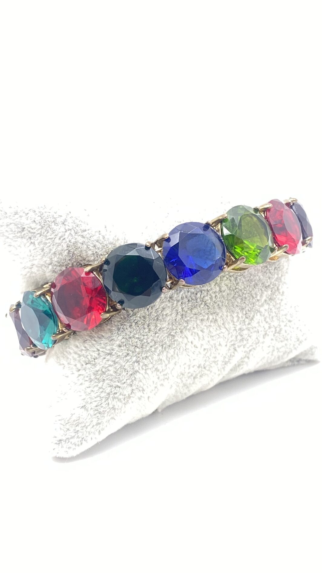 BRACCIALE VINTAGE ANNI ‘50 – ESPLOSIONE DI COLORE IN CRISTALLI POLICROMI E METALLO GOLDTONE - immagine 4