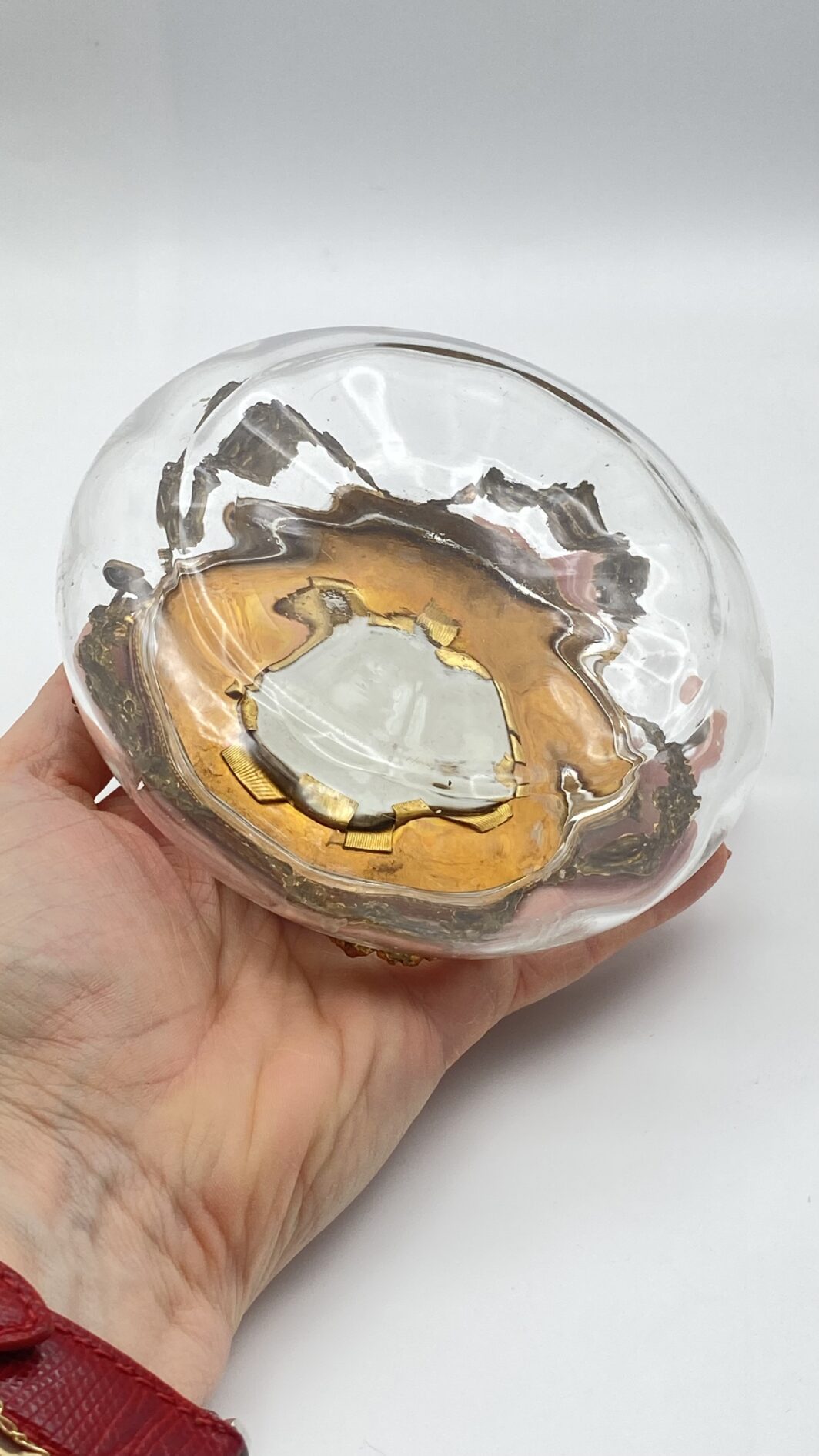 ELEGANTE E RARO PORTACIPRIA IN VETRO SOFFIATO E ORMOLU, CON PLACCA IN PORCELLANA CON RITRATTO DI NOBILDONNA. EPOCA CARLO X. FRANCIA, INIZI XIX SEC. - immagine 14