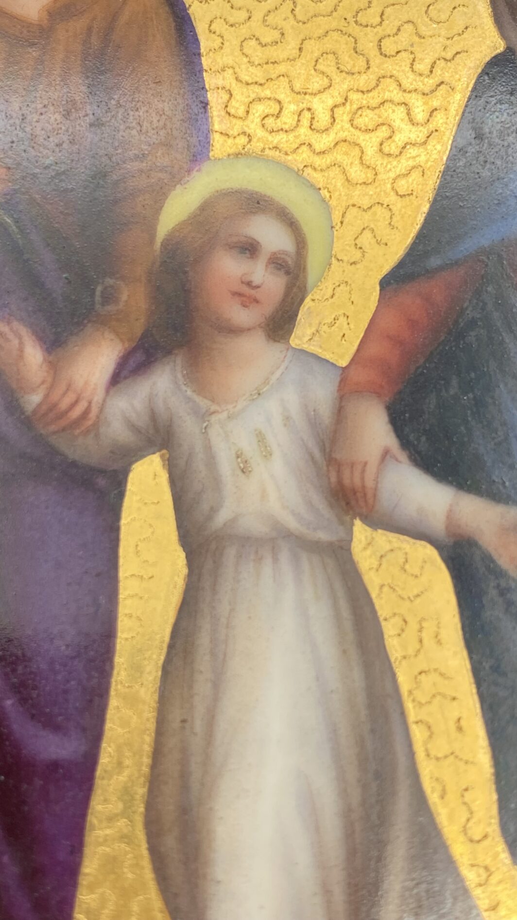 IMPORTANTE E RARA PLACCA IN PORCELLANA DIPINTA A MANO CON ORO ZECCHINO - SACRA FAMIGLIA, FIRENZE E ROMA, FINE OTTOCENTO - immagine 13