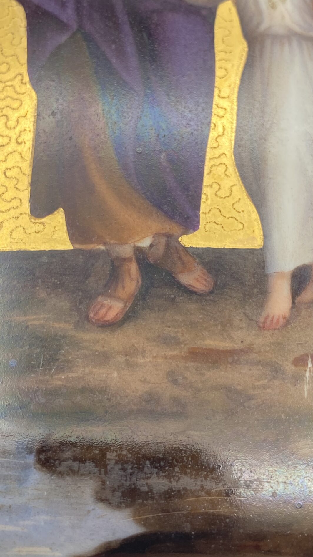 IMPORTANTE E RARA PLACCA IN PORCELLANA DIPINTA A MANO CON ORO ZECCHINO - SACRA FAMIGLIA, FIRENZE E ROMA, FINE OTTOCENTO - immagine 14