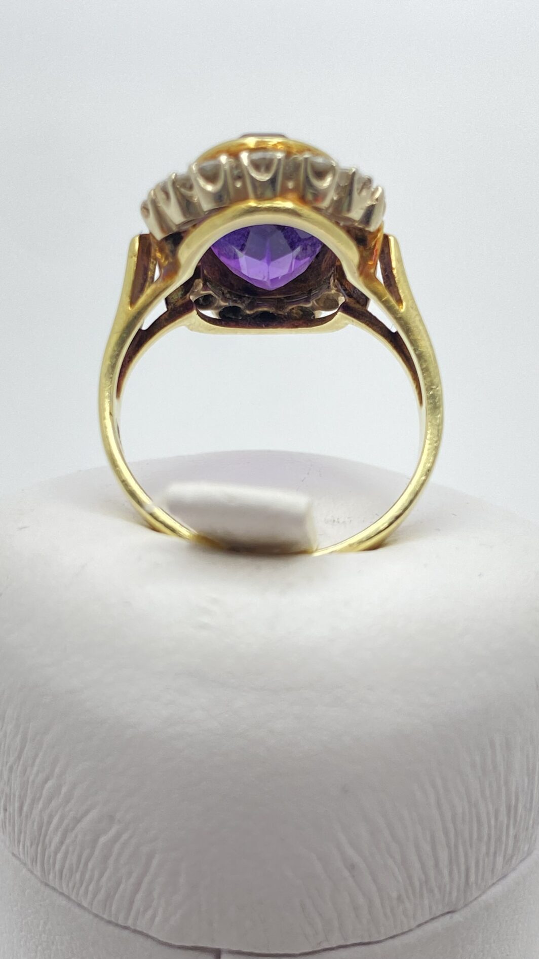 SPLENDIDO ANELLO ART DECO, CON AMETISTA E BRILLANTI, IN ORO 14KT. FRANCIA ANNI’20. - immagine 6