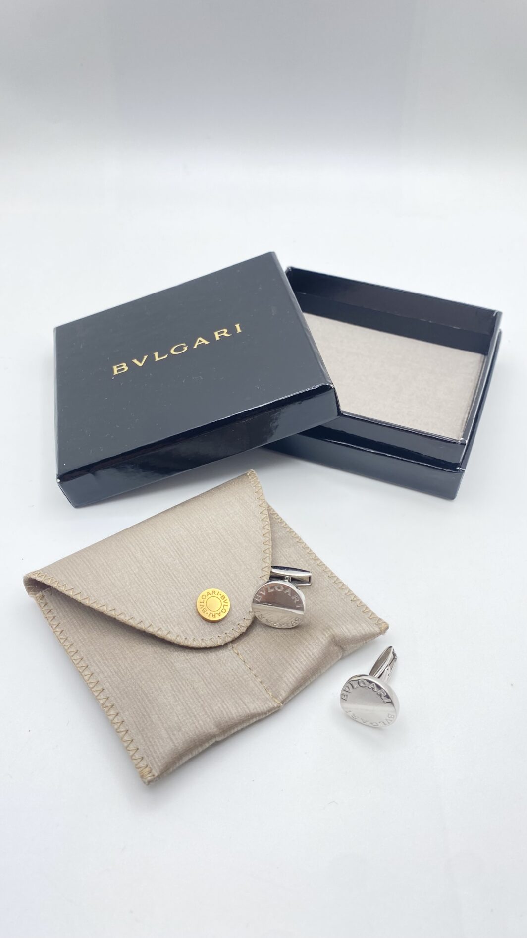 GEMELLI BULGARI “PAN COUPÉ” IN ARGENTO MASSICCIO 925 – CON SCATOLA E CUSTODIA ORIGINALI