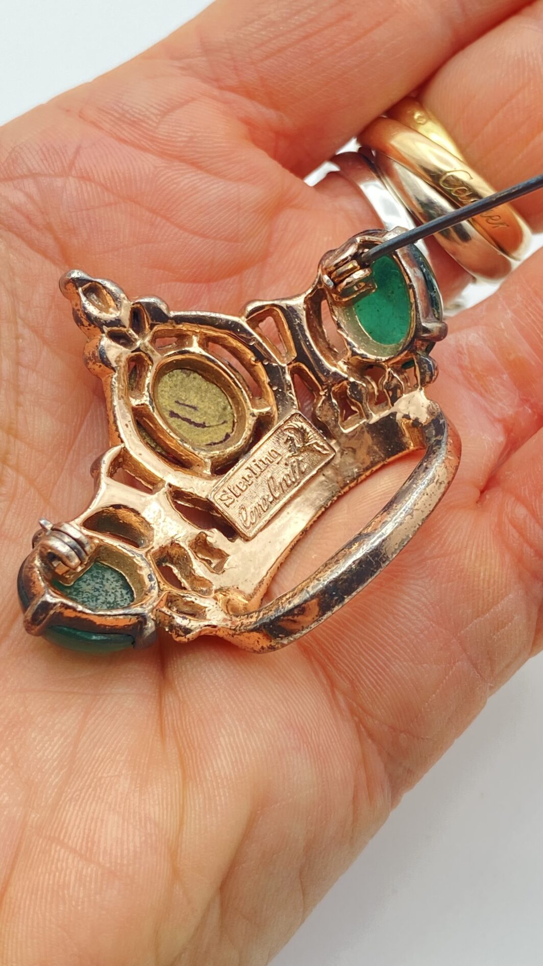 STRAORDINARIA DEMI PARURE FIRMATA “CORO STERLING” ANNI’40. CORONE REGALI CON STRASS E CABOCHON DI CRISTALLO. - immagine 30