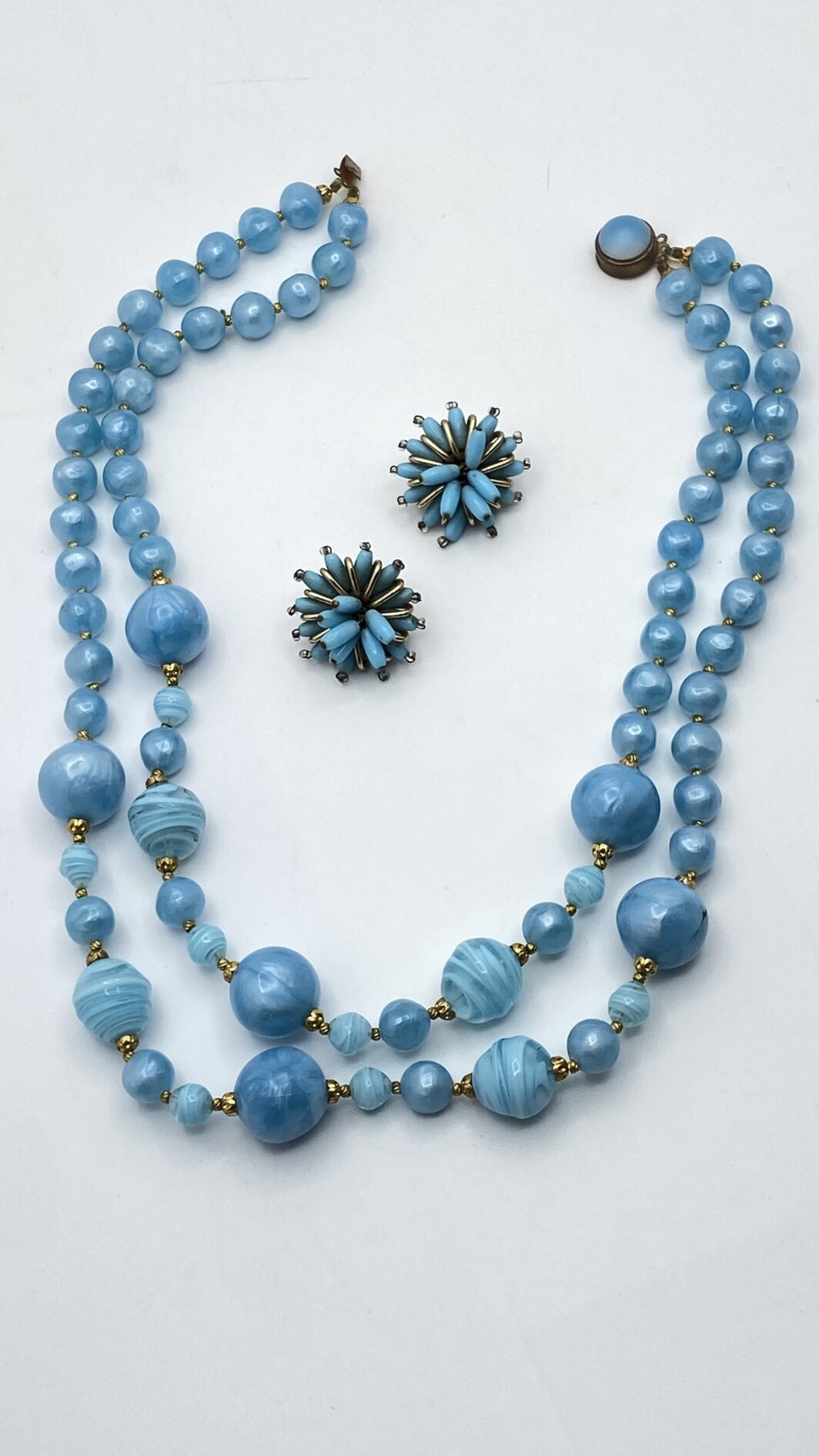 POESIA AZZURRA DEGLI ANNI ’40. DEMI PARURE IN CELLULOIDE E VETRO MURANO. - immagine 17