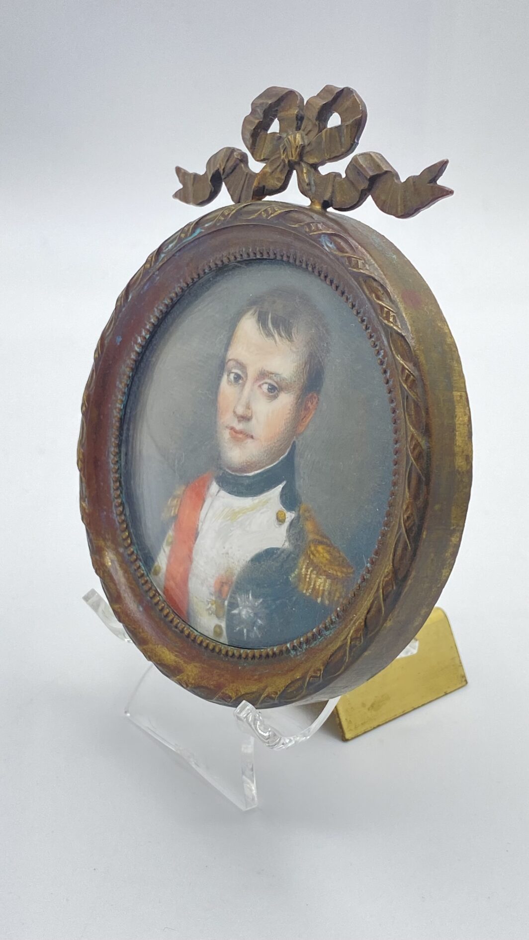 NAPOLEONE, ANNO 1847 – STRAORDINARIA MINIATURA ROTONDA SU AVORIO CON CORNICE IN BRON - immagine 3