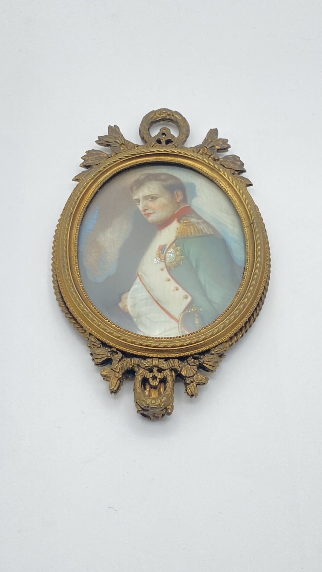 NAPOLEONE SU AVORIO STRAORDINARIA MINIATURA OVALE CON SPECCHIO ORIGINALE, XIX SECOLO. - immagine 14