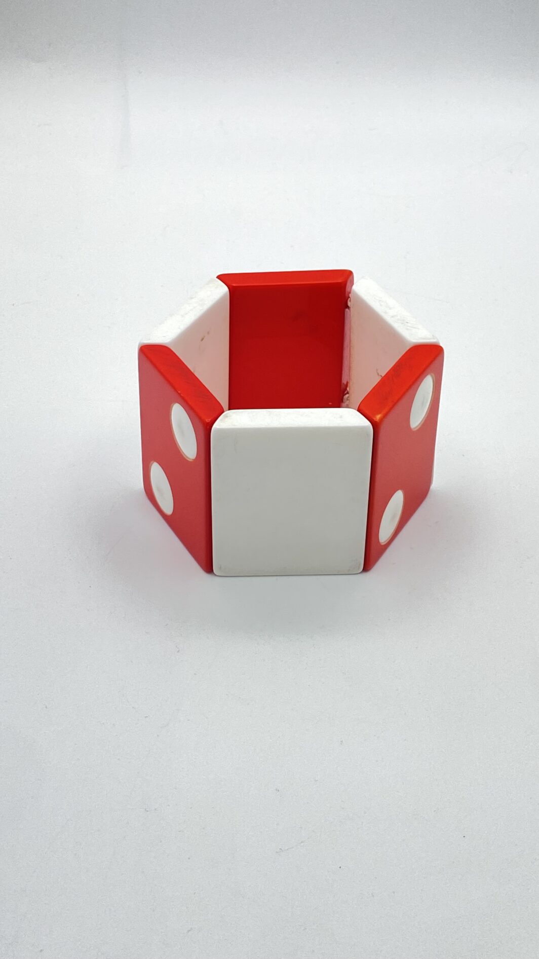 BRACCIALE “DOMINO” ANNI ’30 IN BAKELITE ROSSA E BIANCA. - immagine 2