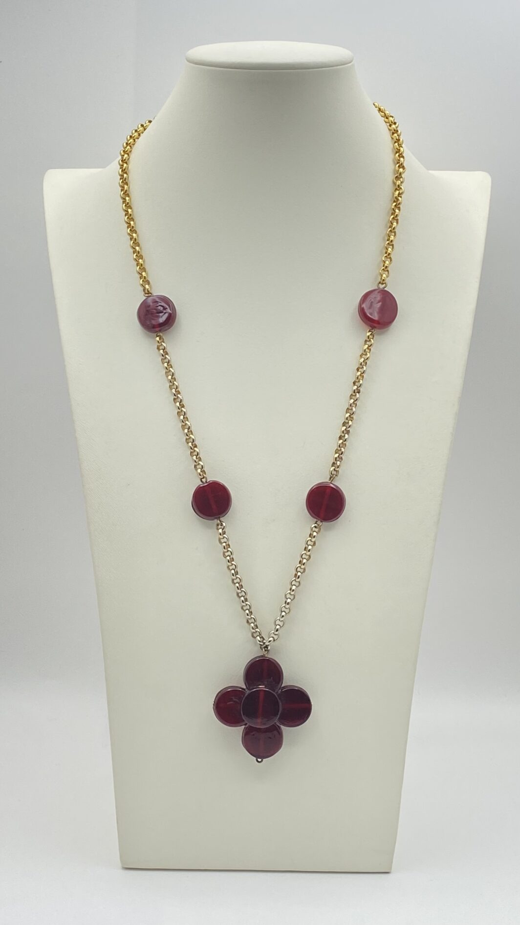 BELLISSIMA COLLANA VINTAGE ANNI ‘80, FIRMATA “RADÀ”, IN METALLO GOLDTONE E VVETRO MURANO. - immagine 10