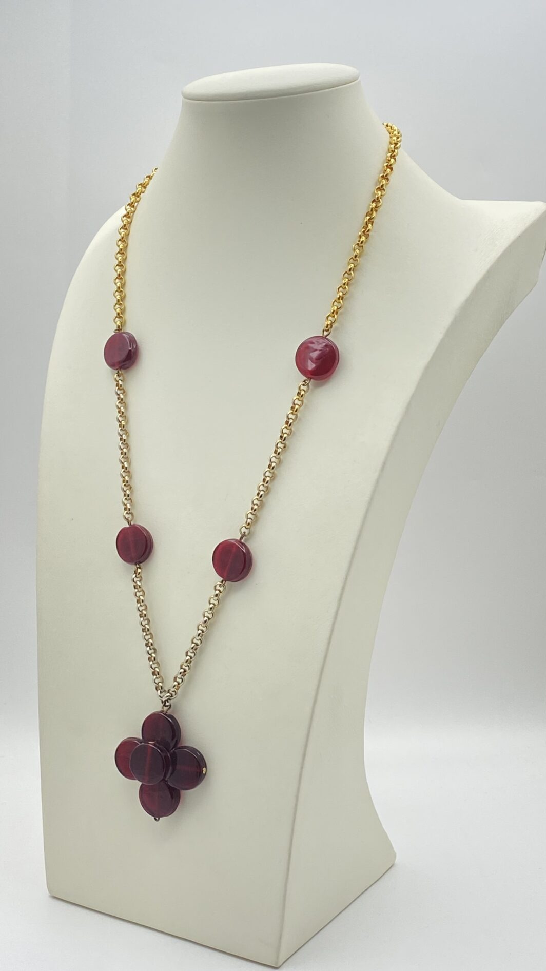 BELLISSIMA COLLANA VINTAGE ANNI ‘80, FIRMATA “RADÀ”, IN METALLO GOLDTONE E VVETRO MURANO. - immagine 9