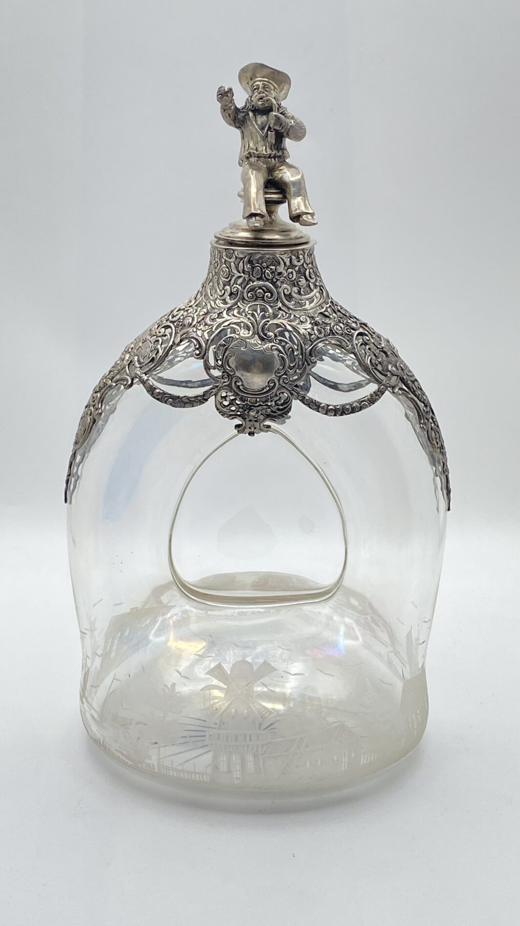 BOTTIGLIA DA LIQUORE IN CRISTALLO INTAGLIATO E ARGENTO, GERMANIA XIX SECOLO, RAFFINATA OPERA DECORATIVA DAL FASCINO CONTADINO - immagine 22