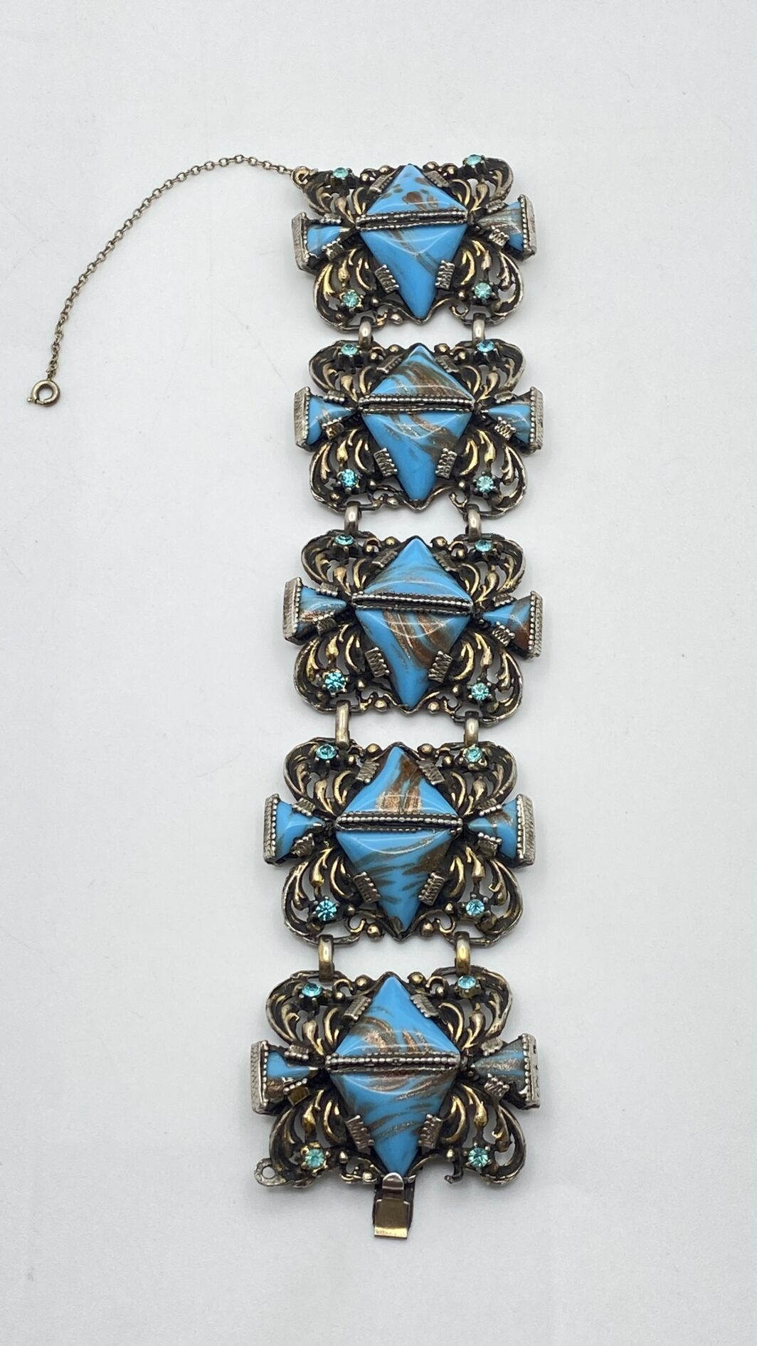 PARURE SELRO  VINTAGE – UN TRIONFO DI TURCHESE, STRASS E MAESTRIA AMERICANA ANNI’40 - immagine 7