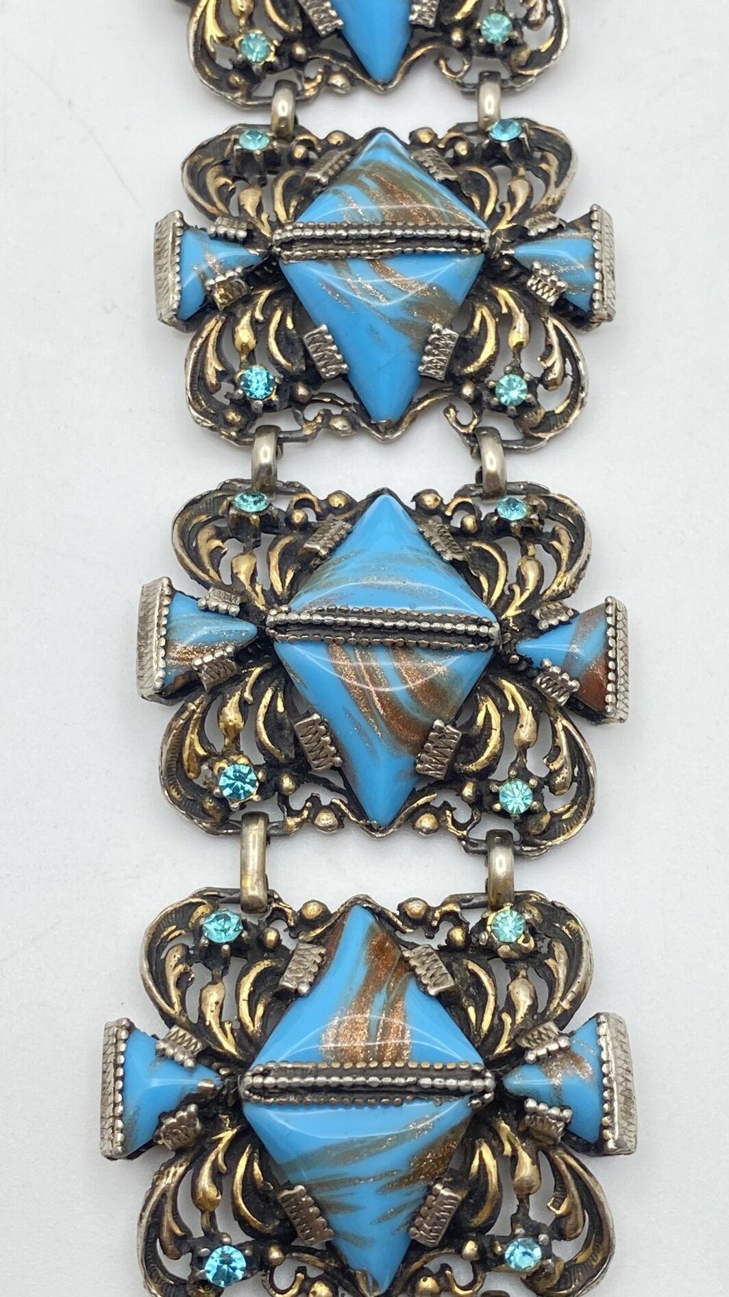 PARURE SELRO  VINTAGE – UN TRIONFO DI TURCHESE, STRASS E MAESTRIA AMERICANA ANNI’40 - immagine 11