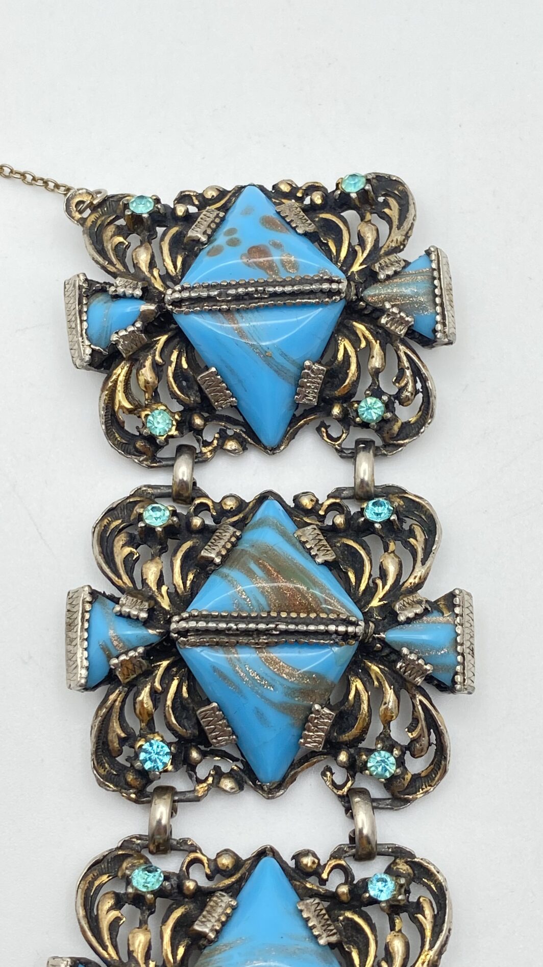 PARURE SELRO  VINTAGE – UN TRIONFO DI TURCHESE, STRASS E MAESTRIA AMERICANA ANNI’40 - immagine 10