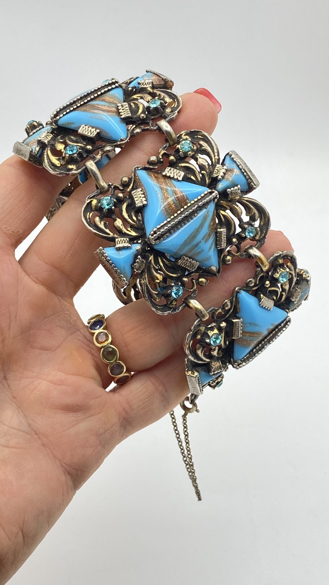 PARURE SELRO  VINTAGE – UN TRIONFO DI TURCHESE, STRASS E MAESTRIA AMERICANA ANNI’40 - immagine 18