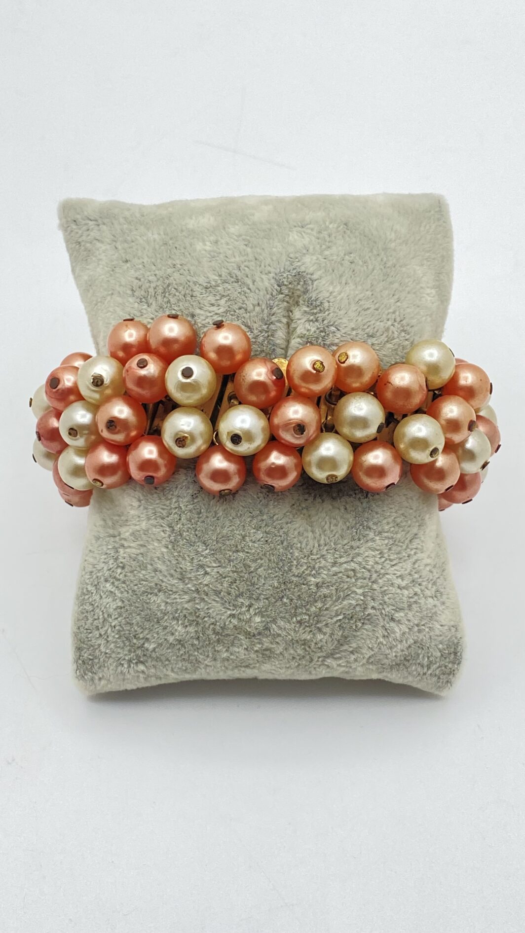 BRACCIALE VINTAGE CHA-CHA ANNI ’30/’40 CON PERLE ROSA E CHAMPAGNE. - immagine 4