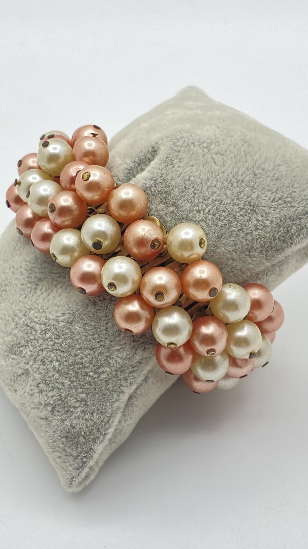 BRACCIALE VINTAGE CHA-CHA ANNI ’30/’40 CON PERLE ROSA E CHAMPAGNE. - immagine 5