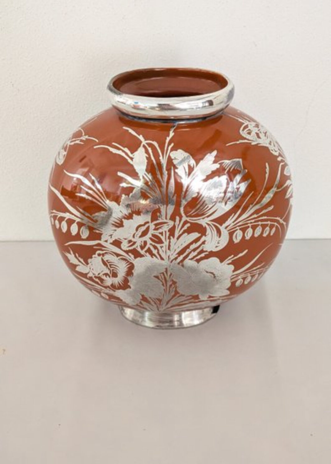RARO VASO DI GIO PONTI PER RICHARD GINORI CON DECORAZIONI IN ARGENTO – DAL 1930.