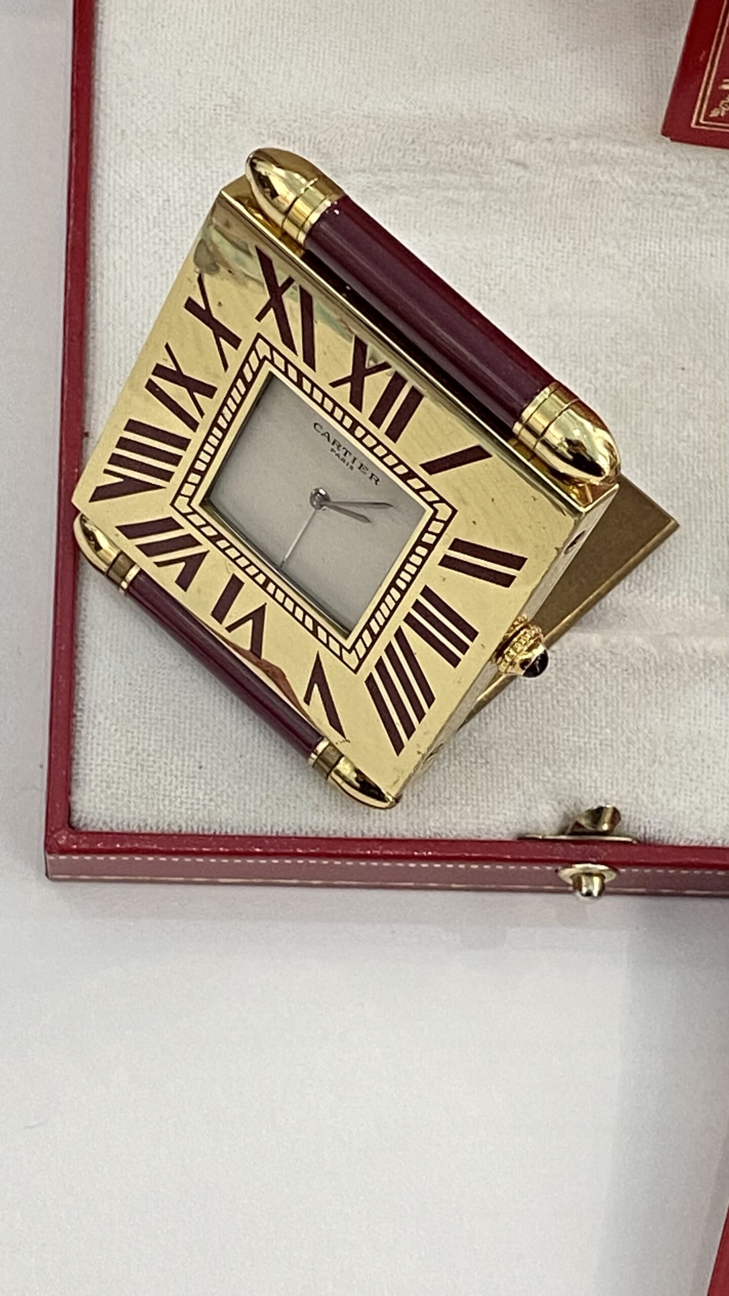 ORIGINALE PENDULETTE DE VOYAGE MUST DE CARTIER SET COMPLETO ANNI ‘80 DALLA RARA E INTRAMONTABILE BELLEZZA VINTAGE - immagine 5