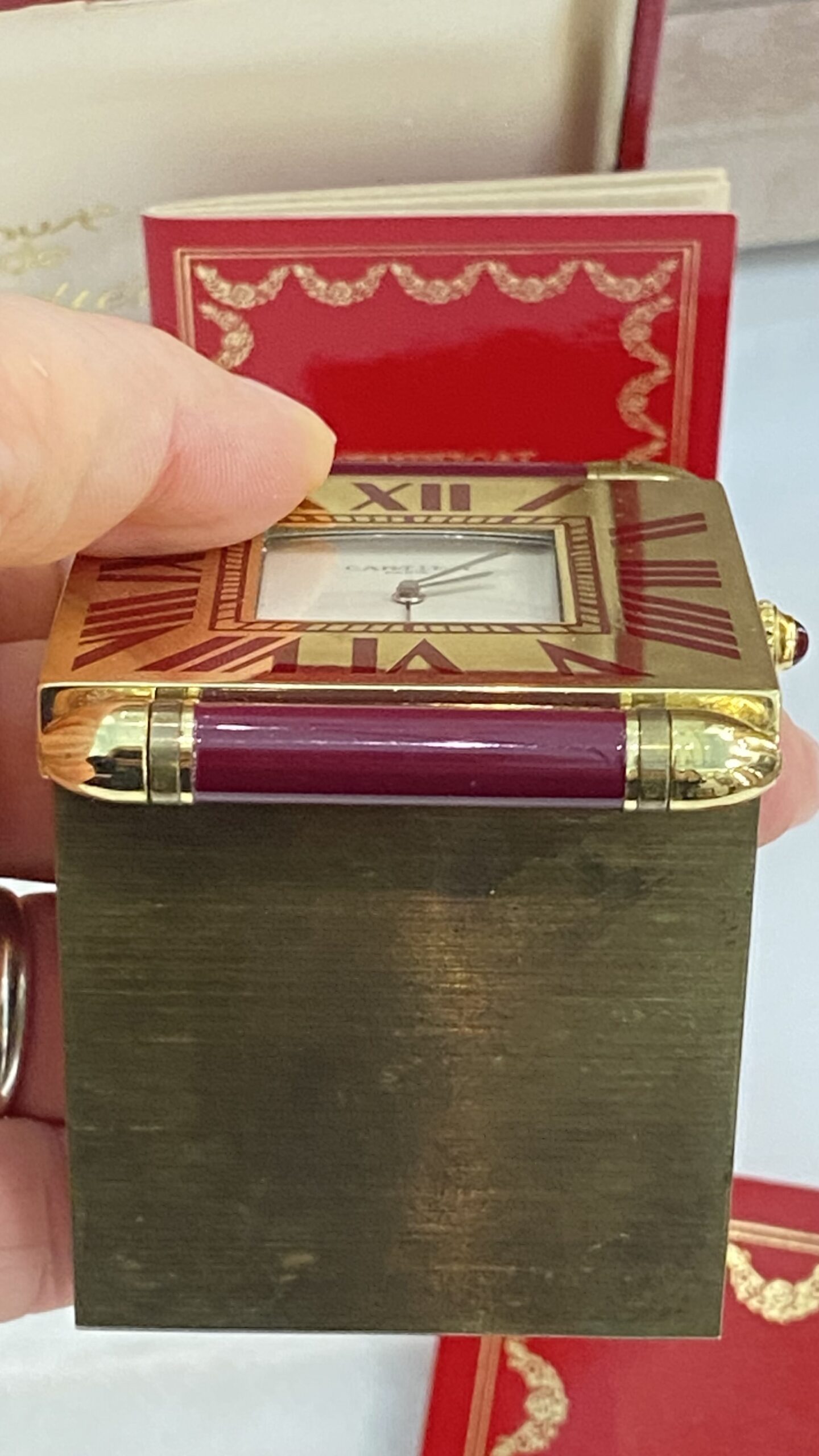 ORIGINALE PENDULETTE DE VOYAGE MUST DE CARTIER SET COMPLETO ANNI ‘80 DALLA RARA E INTRAMONTABILE BELLEZZA VINTAGE - immagine 9