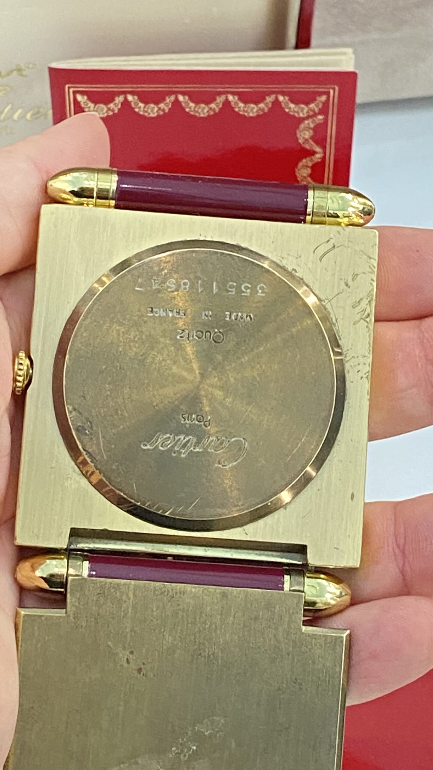 ORIGINALE PENDULETTE DE VOYAGE MUST DE CARTIER SET COMPLETO ANNI ‘80 DALLA RARA E INTRAMONTABILE BELLEZZA VINTAGE - immagine 12